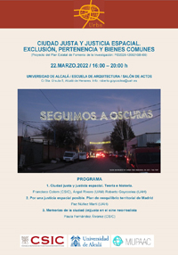 Seminario "Ciudad justa y justicia espacial. Exclusión, pertenencia y bienes comunes"