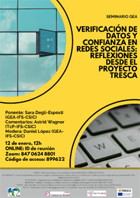 Seminario GEA (Grupo de Ética Aplicada): "Verificación de datos y confianza en redes sociales: reflexiones desde el proyecto TESCA"