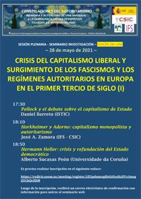 Seminario de investigación "Crisis del capitalismo liberal y surgimiento de los fascismos y los regímenes autoritarios en Europa en el primer tercio de siglo"