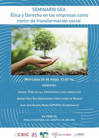 Seminario GEA (Grupo de Ética Aplicada): "Ética y Derecho en las empresas como motor de transformación social"