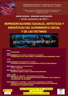Sesión plenaria Seminario de investigación Proyecto SUFRIVIC: "Representaciones sociales, artísticas y mediáticas del sufrimiento social y de las víctimas"