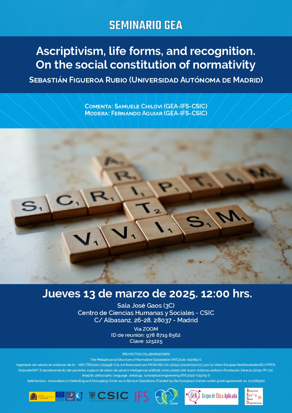 Seminario GEA: "Ascriptivism, life forms, and recognition. On the social constitution of normativity"