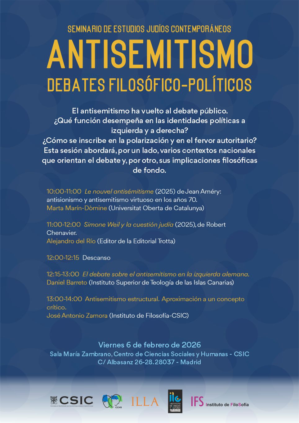 Seminario de Estudios Judíos Contemporáneos: "Antisemitismo. Debates filosófico-políticos"