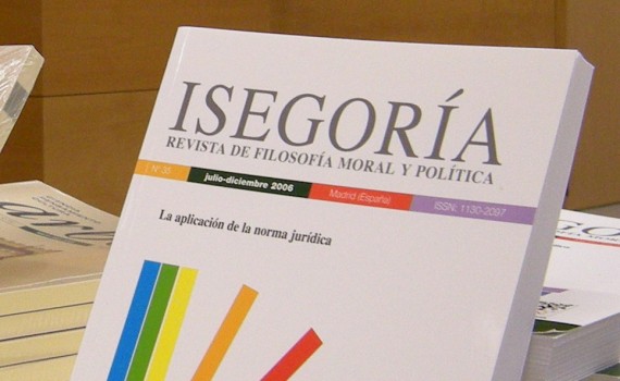 El nuevo número de la revista 'Isegoría' contiene un artículo de Roberto R. Aramayo y Concha Roldán (IFS)