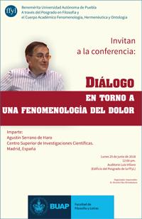 Conferencia "Diálogo en torno a una fenomenología del dolor"