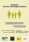 Seminario 'Ciencia, Tecnología y Género': "Corporalidad, mundo y cuidado / s. Fenomenología y ética del 'care'"