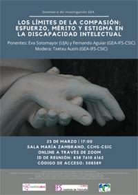 Seminario GEA (Grupo de Ética Aplicada): "Los límites de la compasión: esfuerzo, mérito y estigma en la discapacidad intelectual"